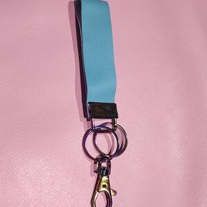 Stylish Blue Leather Keychain